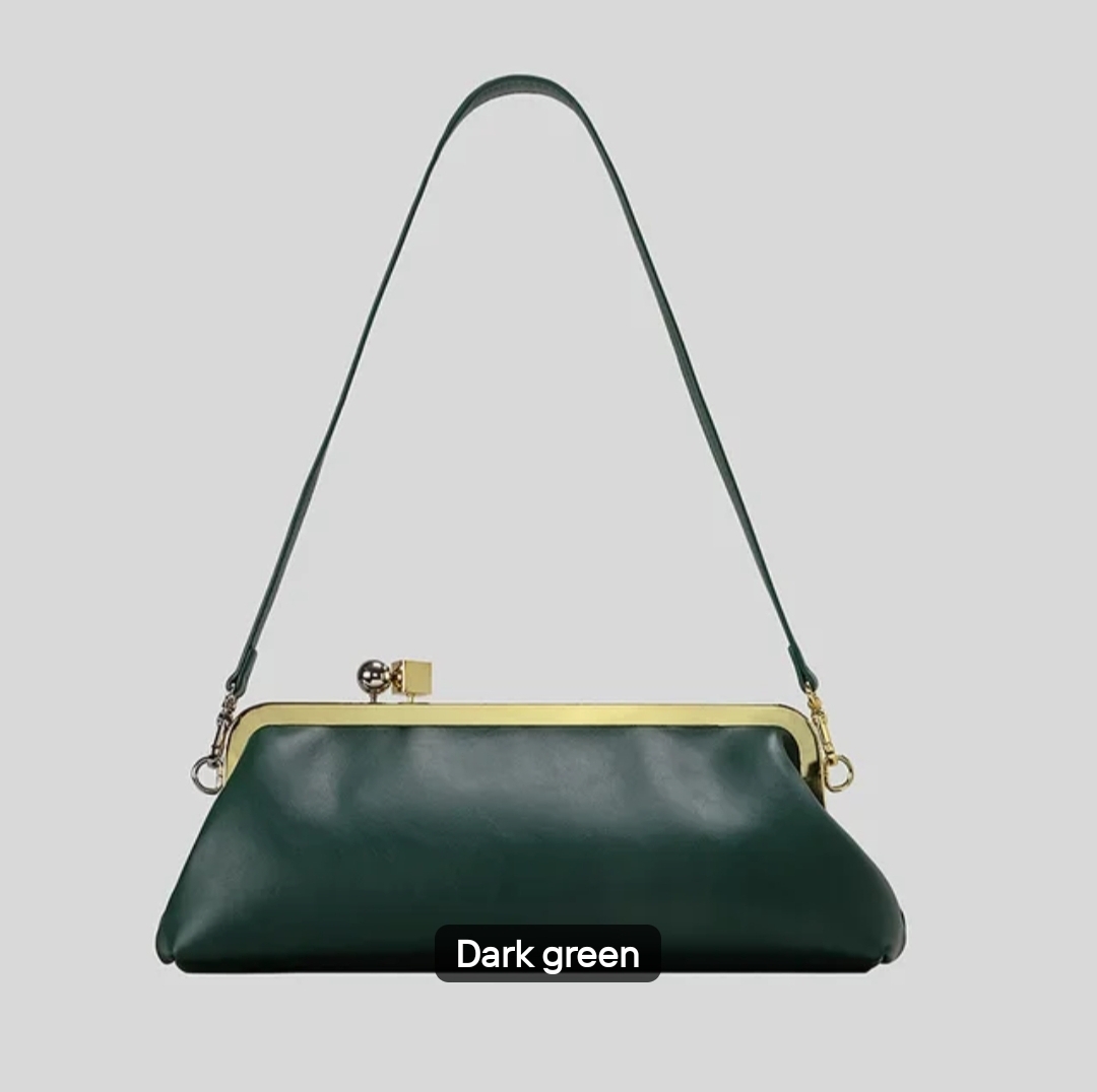 Framed Shoulder Clutch in Dark green